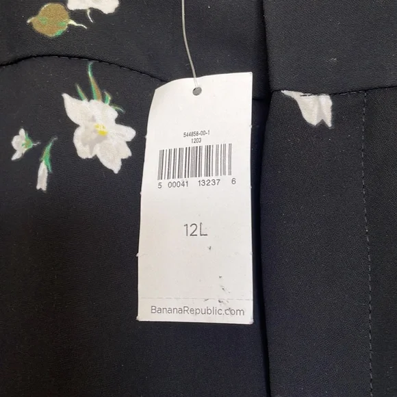 Banana Repulic, Black Floral, Wide Leg Pants, Size 12 Long - Picture 4 of 11